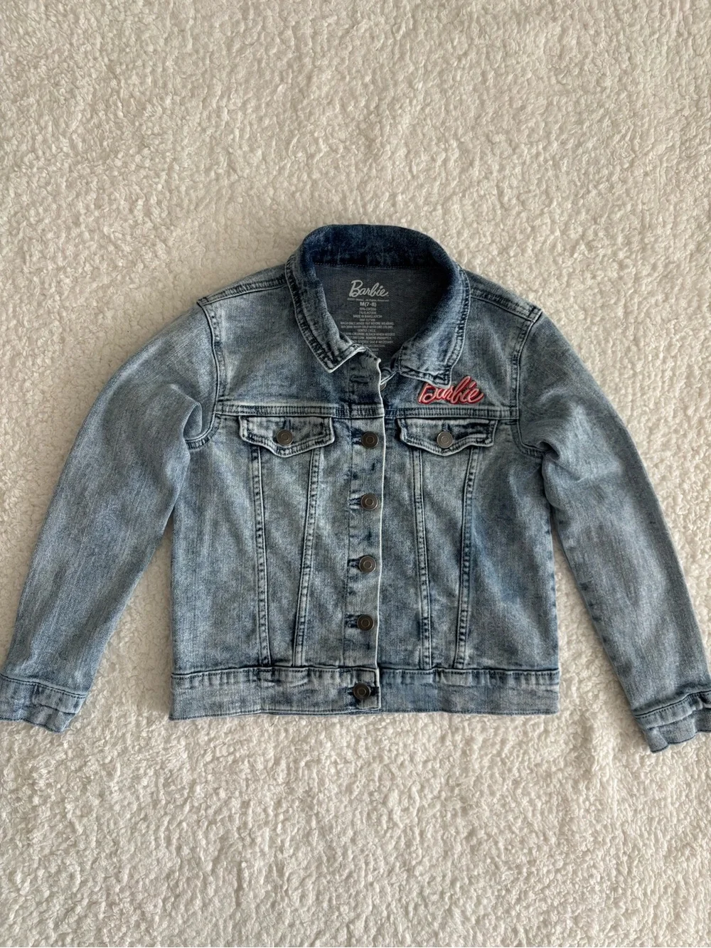 Barbie Girls Denim Jacket Size M 7-8 Blue Jean Girl Revolution Graphic